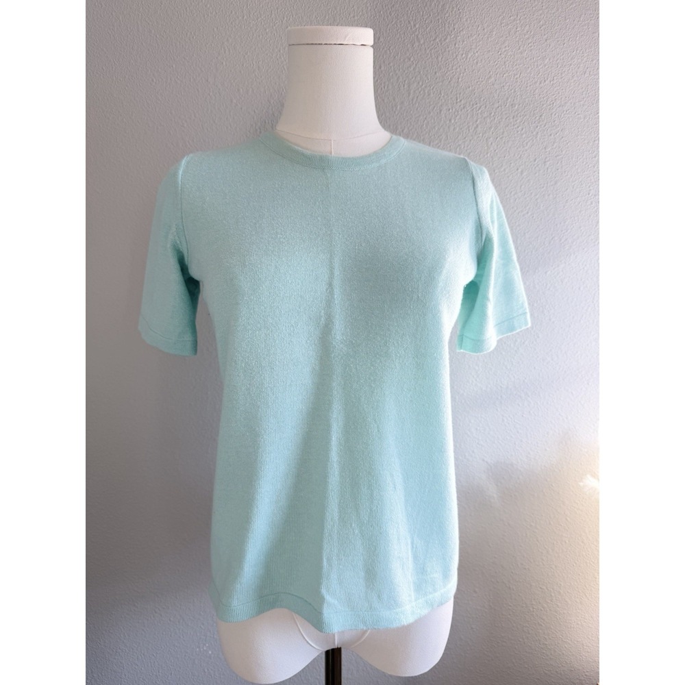 La Mandinne Women's Light Blue Knit T-Shirt 50% Cotton Acrylic Size P